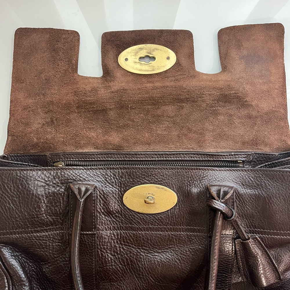Mulberry Dark Brown Leather Bayswater Satchel with Gold Turnlock - Picture 12 of 16